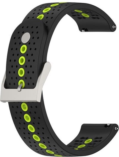By Qubix - Geschikt voor Garmin bandje - Dot Pattern bandje - Zwart met geel - Geschikt voor Garmin Vivoactive 6 / 5 / 3 - Smartwatch bandje 20mm
