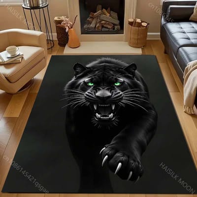Cool Zwart Luipaardprint Tapijt voor Slaapkamer Woonkamer Bedzijde Sofa Vloermat Modern Huisdecoratie Gebiedskleed Grote Maat 60*90cm