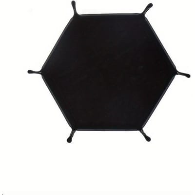 Plateau à dés hexagonal en PU, boîte de rangement pour divers jeux de société, boîte colorée, accessoires pour plateau à dés, tour à dés en cuir noir