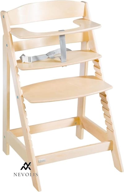 Nevolis Kinderstoel Sit Up Flex Uitbreidbaar Tienerstoel Natuurlijk Hout 6 Maanden 70 kg 3-Punts Veiligheidsharnas .