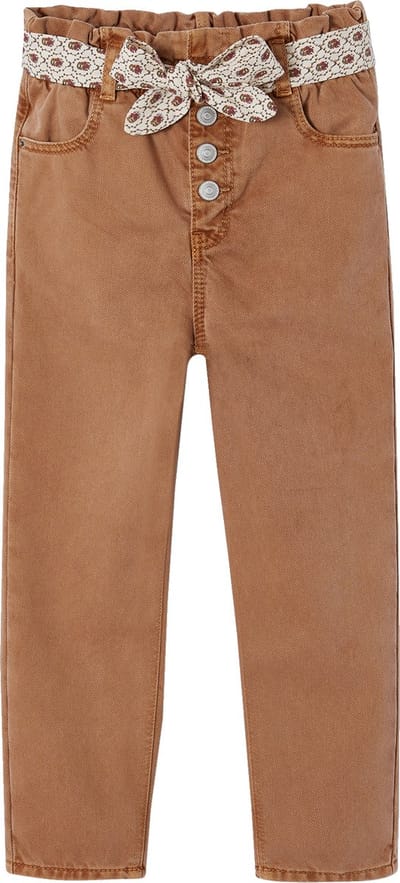 Vertbaudet Paperbag broek voor meisjes met sjaal-riem met bloemen