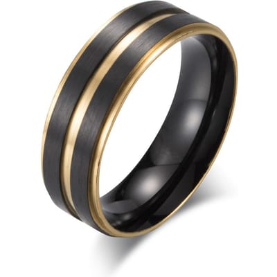 Titanium Staal Heren Tweekleurige Ring met Zandgroef Zwart Ruimte Zeven Kleuren Ring Modieus en Trendy 10#