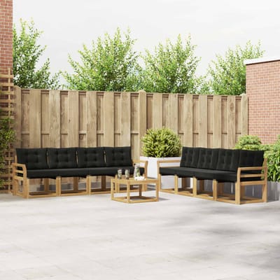 vidaXL - Buiten - bank - set - 9 - st - Wit - en - zwart
