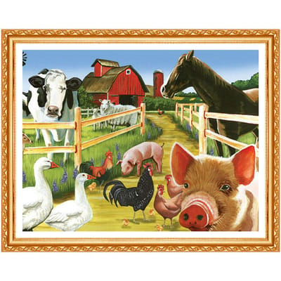 Peinture diamant 5D à faire soi-même, point de croix, motif de ferme, décoration de la maison, broderie d'animaux, artisanat 20X30CM black
