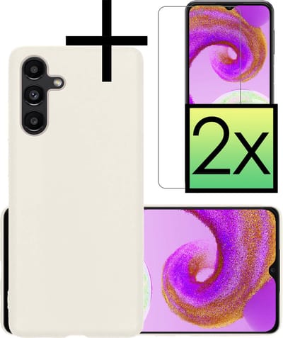 Hoesje - Met 2x Screenprotector - Geschikt voor Samsung Galaxy A04s - Sterk & Shockproof - Back Cover - Siliconen Case - Telefoon Hoes - Wit