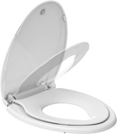 Langwerpige toiletbril met peuterzitje voor zindelijkheidstraining