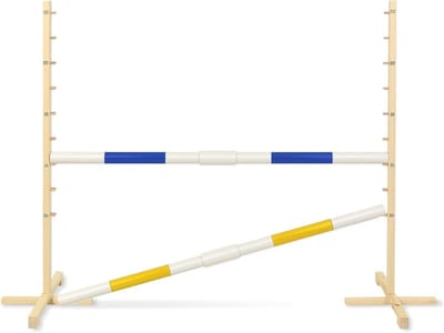 Springobstakel Stokpaard - Paardensport spel - Kinderspel stimuleren - Veilig dennenhout - 160 cm - Blauw
