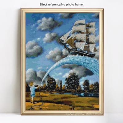 5D diamant schilderij volledige weergave zeilboot diamant borduurwerk volledige ronde kruissteek steentjes 20X30CM gray