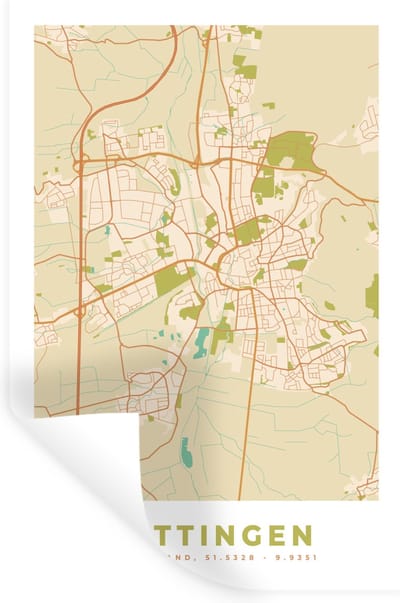 Muurstickers - Sticker Folie - Plattegrond - Göttingen - Vintage - Stadskaart - Kaart - 20x30 cm - Plakfolie - Muurstickers Kinderkamer - Zelfklevend Behang - Zelfklevend behangpapier - Stickerfolie