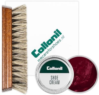 Collonil schoenpoets | Schoenpoets set | Shoe cream | Borstel | Poetsdoek | Kleur: Wine
