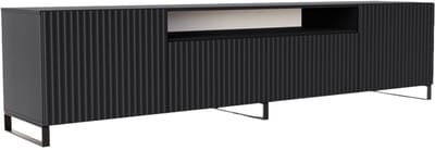TV-kast Noe III, woonwand, lowboard, tv-standaard, woonwand, woonkamer, tv-board, woonkamermeubels, televisie, highboard, TV-kast, tv-lowboard, 200 cm, 3 deuren, zwart