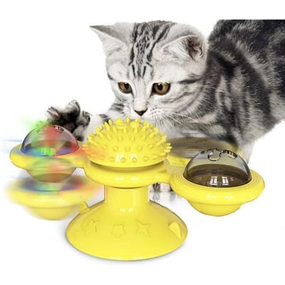 Windmolen katten speelgoed Interactief huisdier speelgoed voor katten Puzzel katten spel speelgoed met draaischijf draaitafel voor Windmolen katten speelgoed Katten spinner Katten spinner speelgoed With light-up ball
