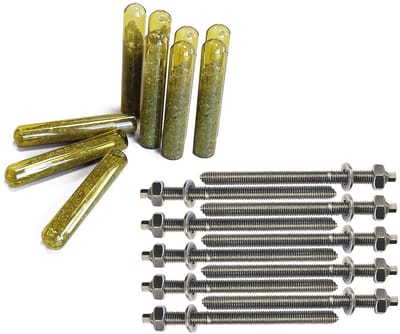 Chemische Ankers M10 x 130 RVS A4 met Stalen Stang ETA Keurmerk Set van 10