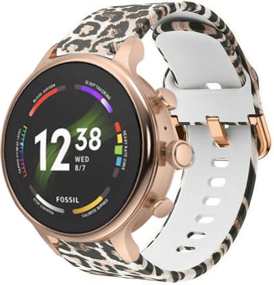 Strap-it Smartwatch siliconen bandje 18mm - geschikt voor Fossil Gen 5e 42mm / Gen 6 42mm - Huawei Watch GT 4 / 5 - 41mm / GT 5 Pro 42mm - Withings ScanWatch 2 - 38mm / ScanWatch Light / Steel HR - 36mm - Luipaard print