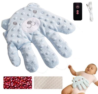 Slaaptrainer-slaaphulp-slaaptrainer kinderen-Baby Soothing Palms - Anti-angst handhandschoenen voor baby's - Elektrisch slaapkussen voor baby's - Rode bonenvulling - Schattige pasgeboren baby - Babymeisjes - Babyjongens - Blauw - 24x25cm