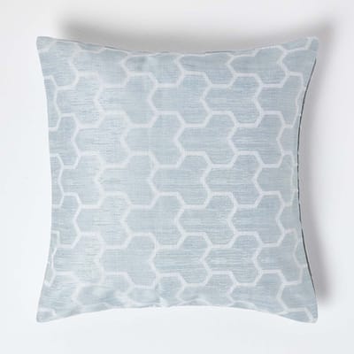 Homescapes Blauwe geometrische kussenhoes 45 x 45 cm