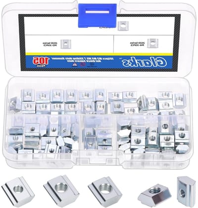 Complete T Slot Moeren Set met 105 Stuks M3/M4/M5 - Duurzame Carbon Staal T Nut Kit voor Metalen Bevestigingen en Verbindingen