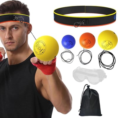 Boksreflexbal set - Trainingsbal hoofdband - Verbeteren reflexen - Verstelbare pasvorm - 3 ballen - Meerkleurig