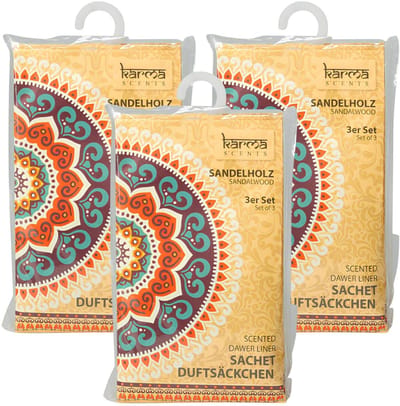 Home & Styling Geurzakjes Sandelhout geur - set 9x stuks - met ophanghaak - geurkaartjes/luchtverfrisser - kasthangers