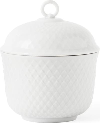 Lyngby Porcelain Rhombe suikerpot met deksel D8.5cm wit