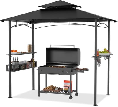 Barbecuepaviljoen BBQ-grillluifel Weerbestendig Tuinprieel BBQ-gazebo Luifel - Zwart