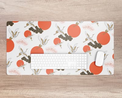 Coloray Bureau Onderlegger - Kranen Wolken Stippen Bureau Onderlegger XXL - 90 cm x 45 cm - Oranje Bureau Onderlegger - Computer Mat - Bureau Pad - Bureau Mat - Bureaumat