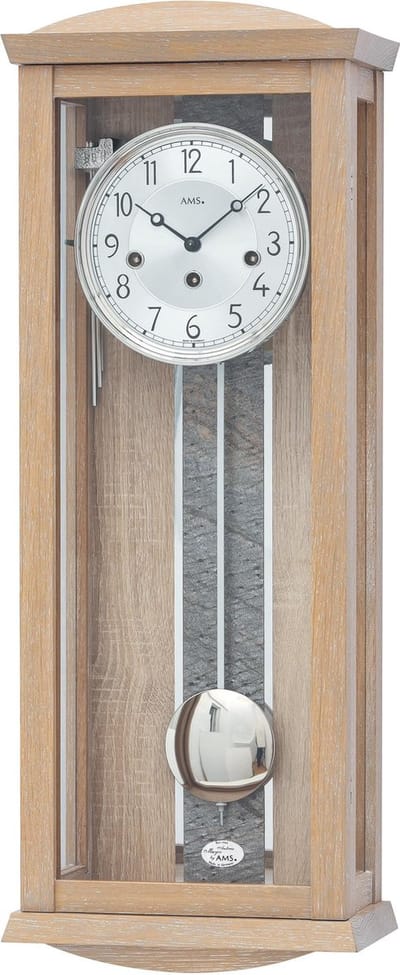 AMS - 2746 - Wandklok met slinger - Hout - Glas
