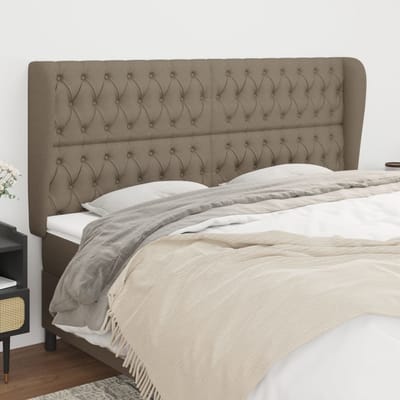 vidaXL - Hoofdbord - met - randen - 203x23x118/128 - cm - stof - taupe