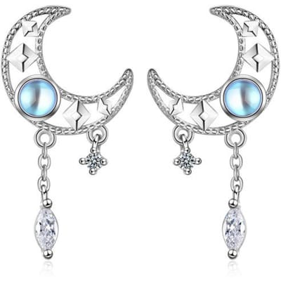 100% 925 sterling zilveren maansteen oorbel voor vrouwen Aros Mujer Oreja natuurlijke maansteen edelsteen Orecchini oorbellen meisjes wit