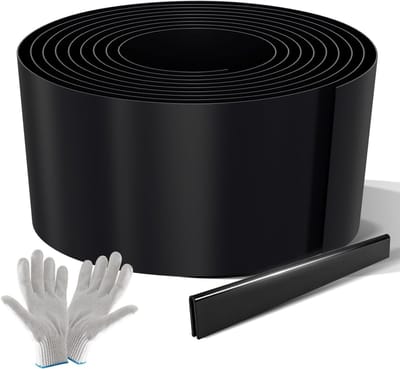 Gazonrand Metaal - Bloembedomranding Borderrand - Tuin Onderhoud - Omgeslagen Randen - 5 Meter 15cm - Zwart