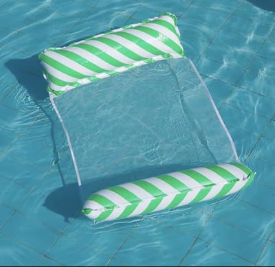 Opblaasbare Waterhangmat – Felgroen Gestreept – Zwembadstoel – Zomerpret - G1.4