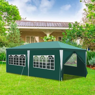 Waterdichte Partytent - Feesttent Tuinpaviljoen - Buitenfeesten Organiseren - Met Zijwanden Ramen - 3x6 Meter - Wit