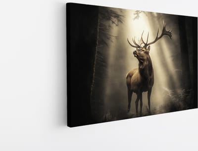 Saammp Canvas Schilderij - Natuur - Rivier door besneeuwd gebied - landschappen - 45x30 - Foto op canvas - Wanddecoratie - Muurdecoratie Woonkamer - Slaapkamer decoratie - Canvas Print