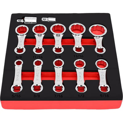 Jeu d'Adaptateurs de Clé Dynamométrique 12 Pièces Acier Chrome-Vanadium 12 Pans Entraînement 3/8 pouce Adaptateur d'Extension pour Clé Dynamométrique
