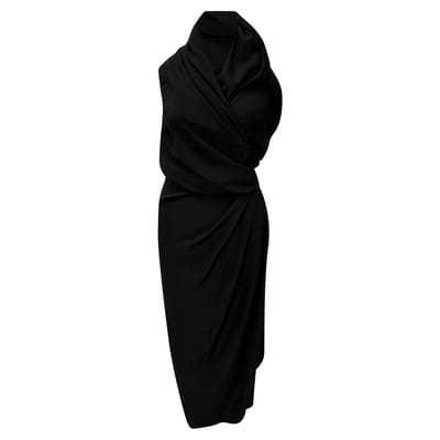Rick Owens midi-jurk met colkraag in zwarte zijde