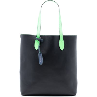 Tweedehands Gevogelte Leder en Haymarket Check Gecoat Canvas Omkeerbare Noord-Zuid Tote