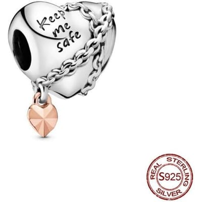 Breloque en forme de cœur en argent sterling 925 avec perles circulaires dorées pour bougie d'anniversaire, compatible avec bracelet, fabrication de bijoux à faire soi-même white