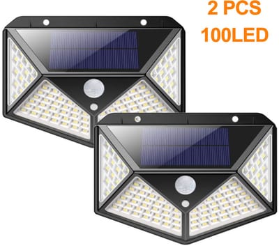 Oneay 2 stuks solar lampen voor buiten, 100 LED superheldere solar buitenlamp 800 lumen 3 standen solar wandlamp Waterdichte solar buitenlamp voor tuin