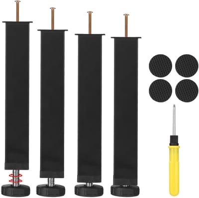 Meubelpoten, Metalen Meubelpoten met Anti-Slip Rubber Pads & schroevendraaier, zwarte Kastpoten ondersteuning voor tafel, stoel, kasten, bankpoten Vervanging