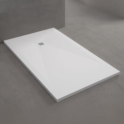 H&F Douchebak 140x90 cm Wit – Composietsteen Douchevloer – Ultra Dun 3 cm – Antislip – Incl. Sifon – Inloopdouche Bak Rechthoek