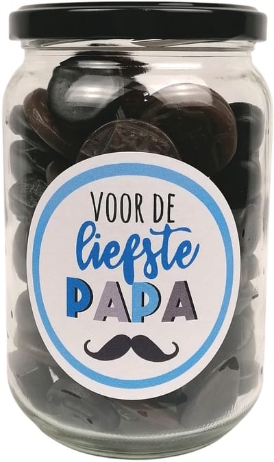 Snoeppot Papa “Voor de liefste papa” - Inclusief 450 gram Drop - Origineel Vaderdagcadeau, Verjaardag Papa & Bedankje