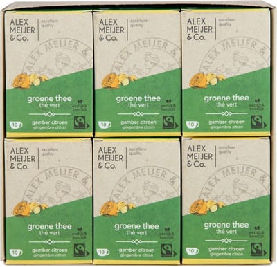 Alex Meijer - Groene Thee Gember Citroen FT - 6 pakken x 10 stuks x 1,5 gram