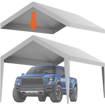 Carport Vervangende Luifelhoes 6100 x 3040 mm Garage Top Tent Schuilplaats Tarp Heavy-Duty Waterdicht & UV-Beschermd, Eenvoudige Installatie met Bal