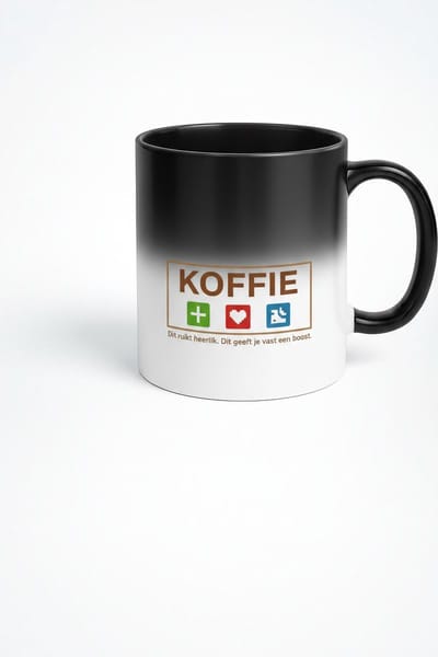 Magische Koffie Mok - Koffie Boost Zwart - Met Veranderend Design