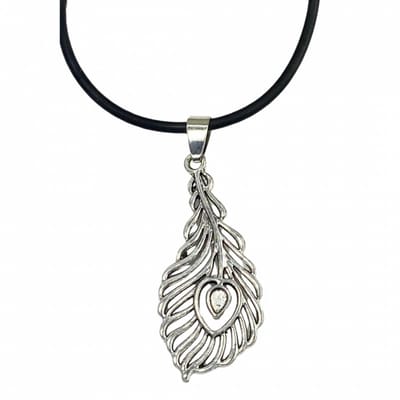 Ketting pauw veer zilverkleur 45 cm - Charme Bijoux