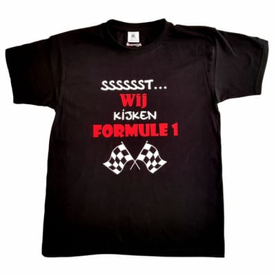 Zwart t-shirt met "Sssssst... Wij kijken Formule 1" - maat 2XL - vaderdag, cadeautje, grappig, geschenk, tekst, XXL