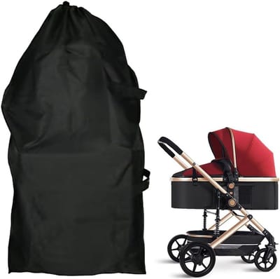 Waterdichte Reiszak voor Kinderwagen met Schouderriem, Ideaal voor Vliegtuig en Opberging, 106×180.5cm, Zwart