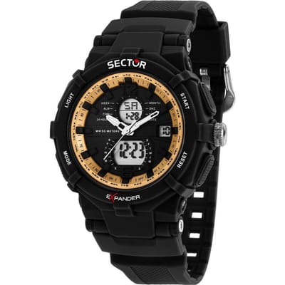 Sector Ex-09 Siliconen Band Zwarte Wijzerplaat Quartz R3251296004 Herenhorloge