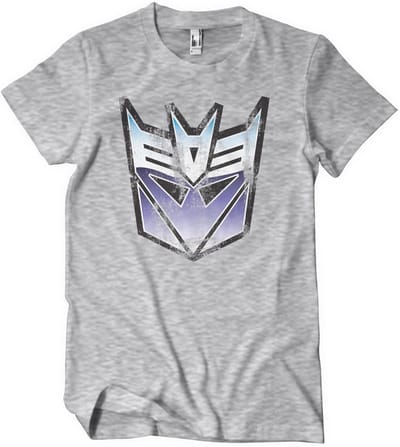 Transformers Distressed Decepticon Shield T-shirt Heathergrey