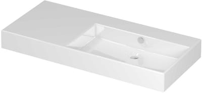 INK Unlimited Wastafel Porselein Rechts met 1 Kraangat - 1000x450x110 mm - Glans Wit